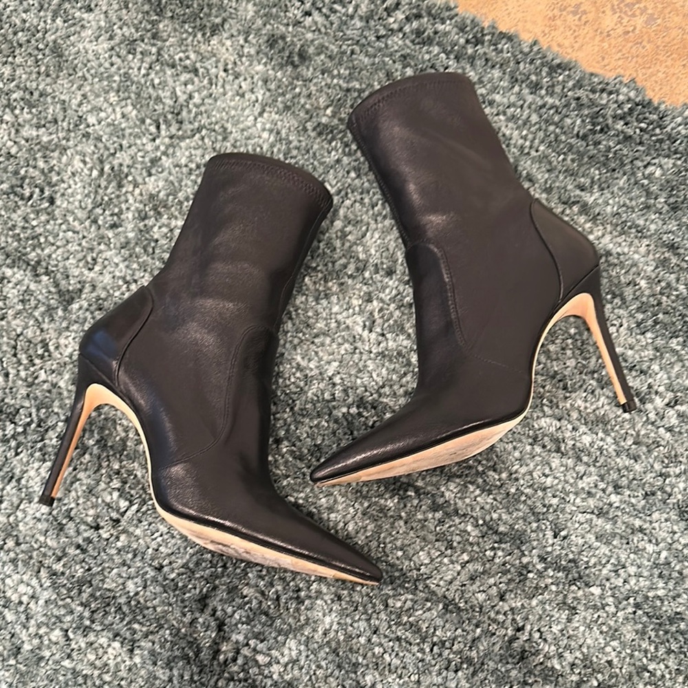 Chic Black Leather Stiletto Boots